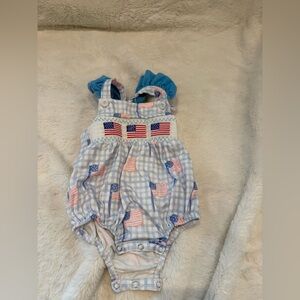 🌸5/$50🌸Marie Nicole Patriotic Baby Gingham Romper